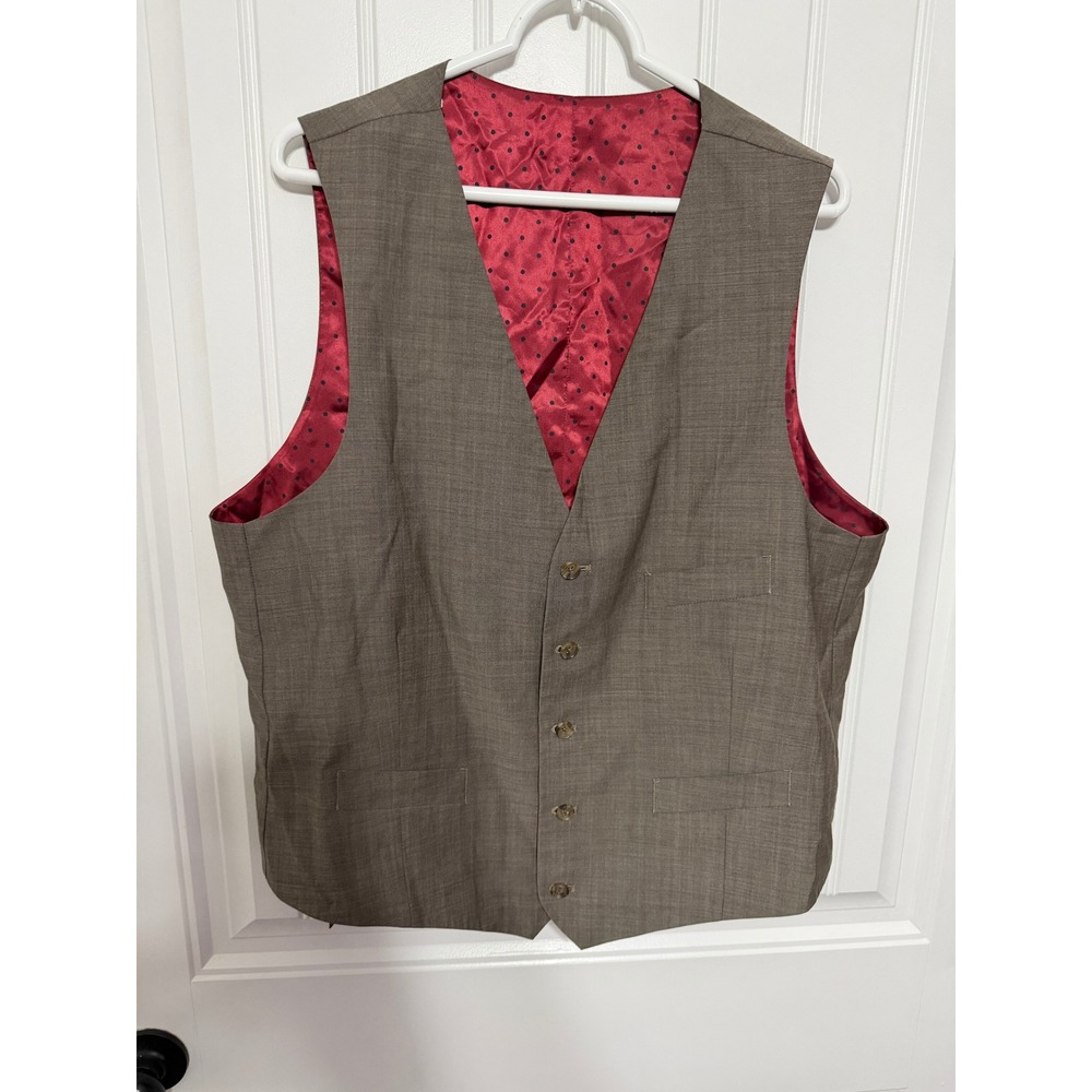 Indochino Wool Vest Mens L Taupe Mohair Blend Tailored Formal Waistcoat EUC